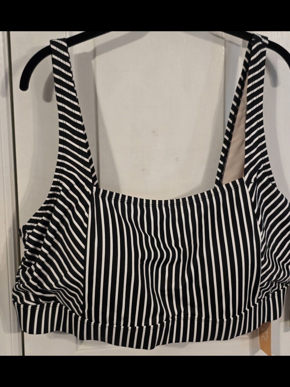 Kona Sol Black & White Striped Bikini Top Size 26W
